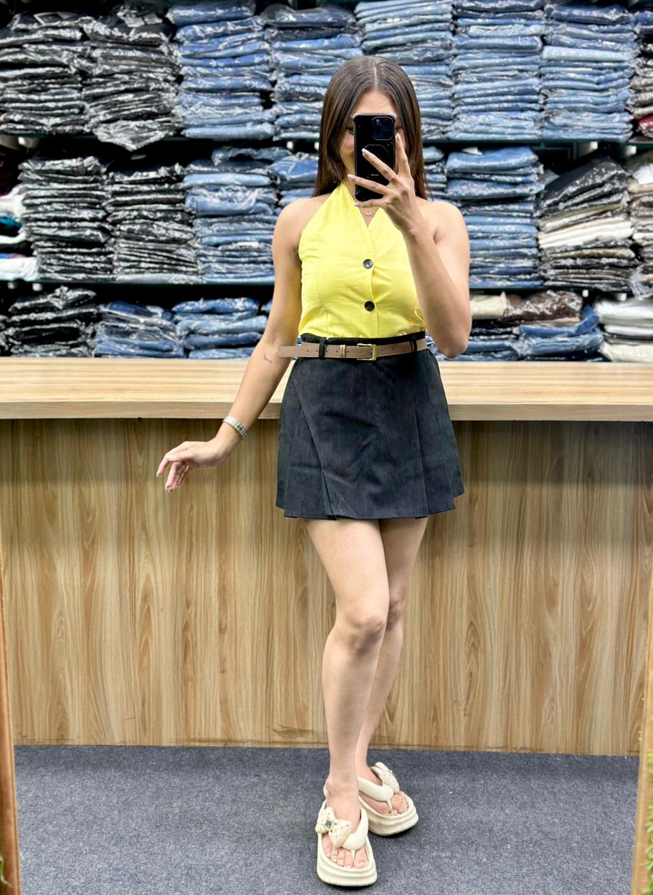 BACKLESS TOP-SKIRT PAIR