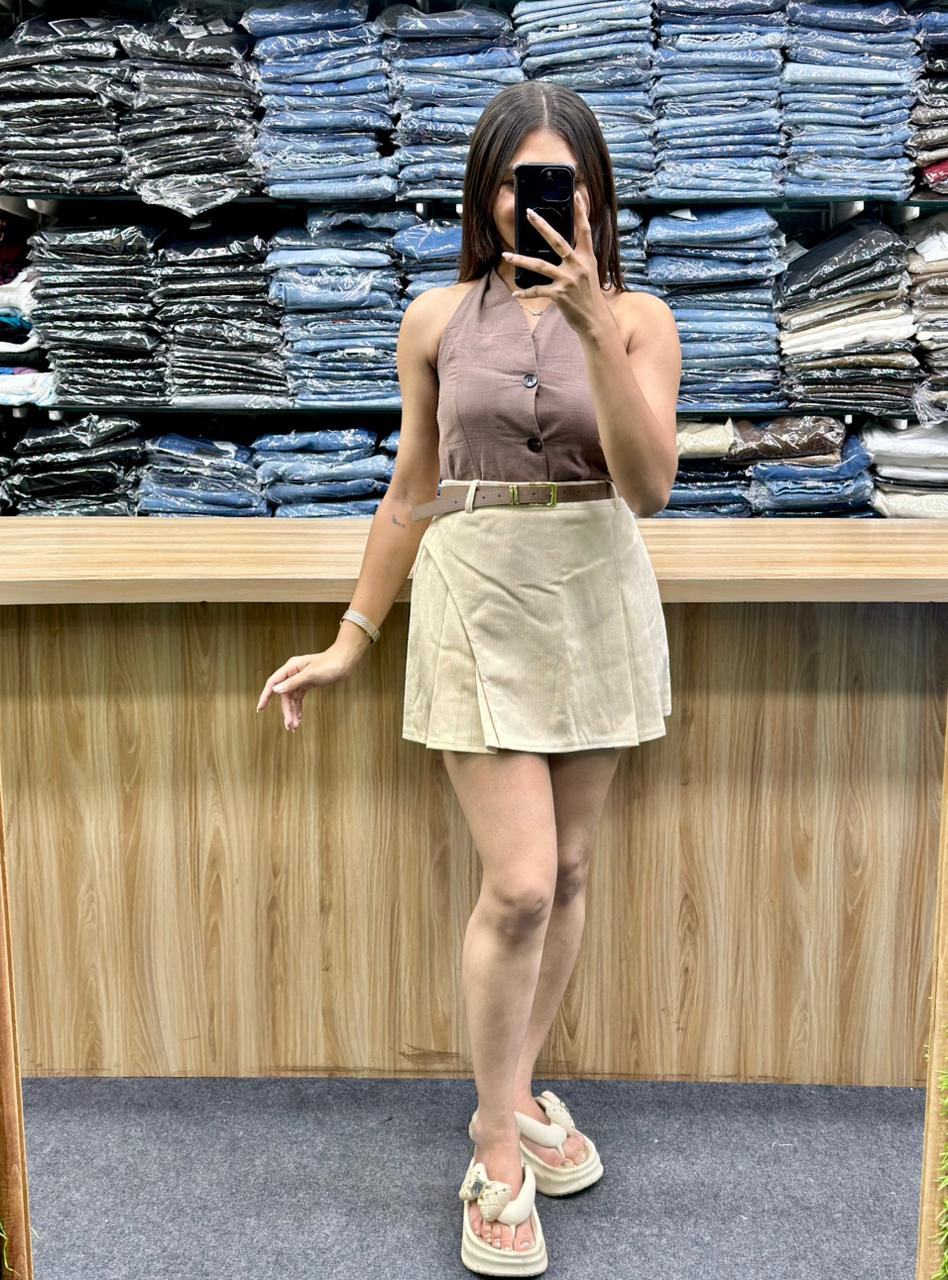 BACKLESS TOP-SKIRT PAIR