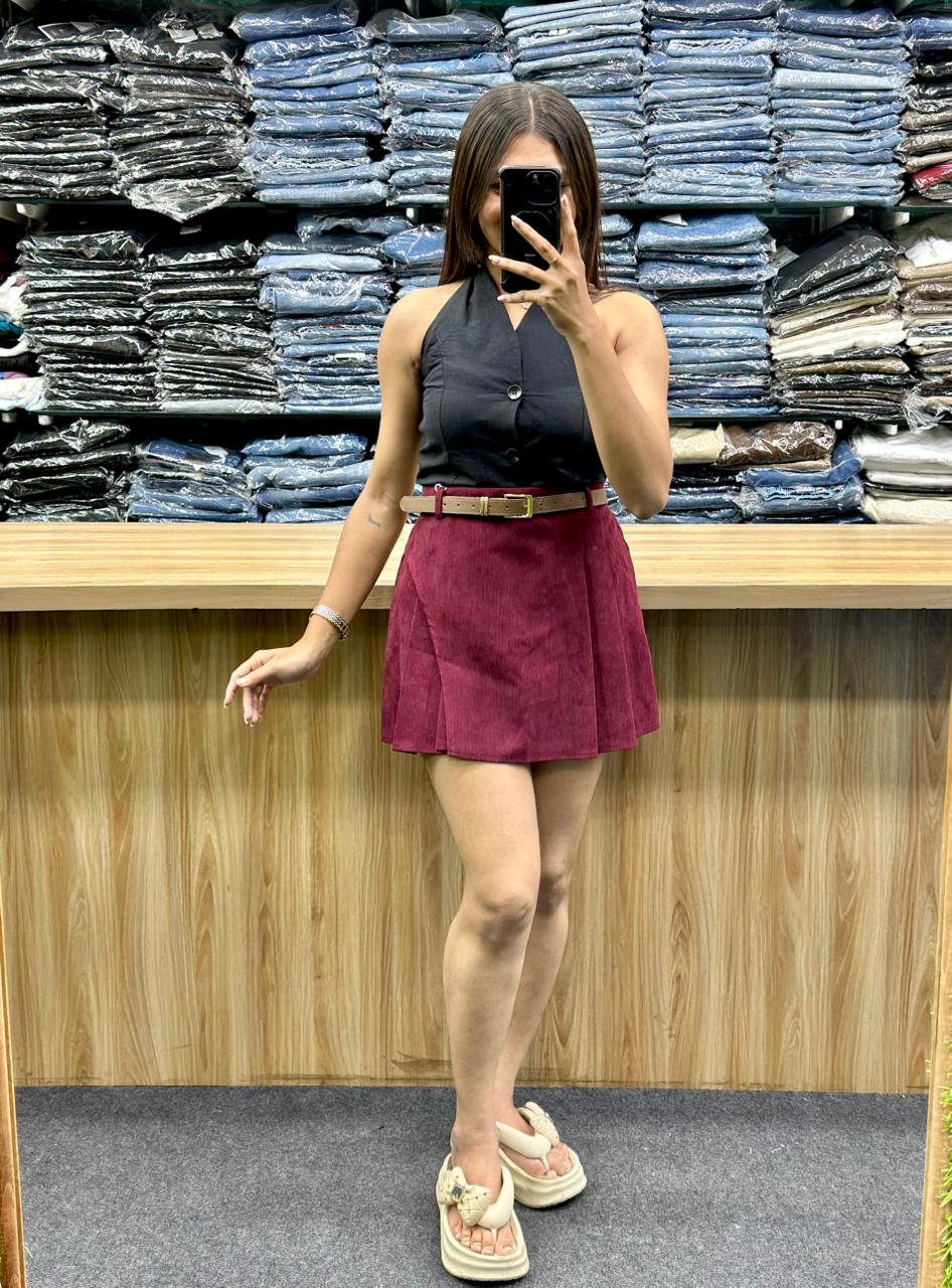 BACKLESS TOP-SKIRT PAIR