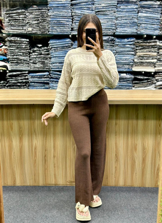 KNITTED TSHIRT-WOLLEN PLAZO