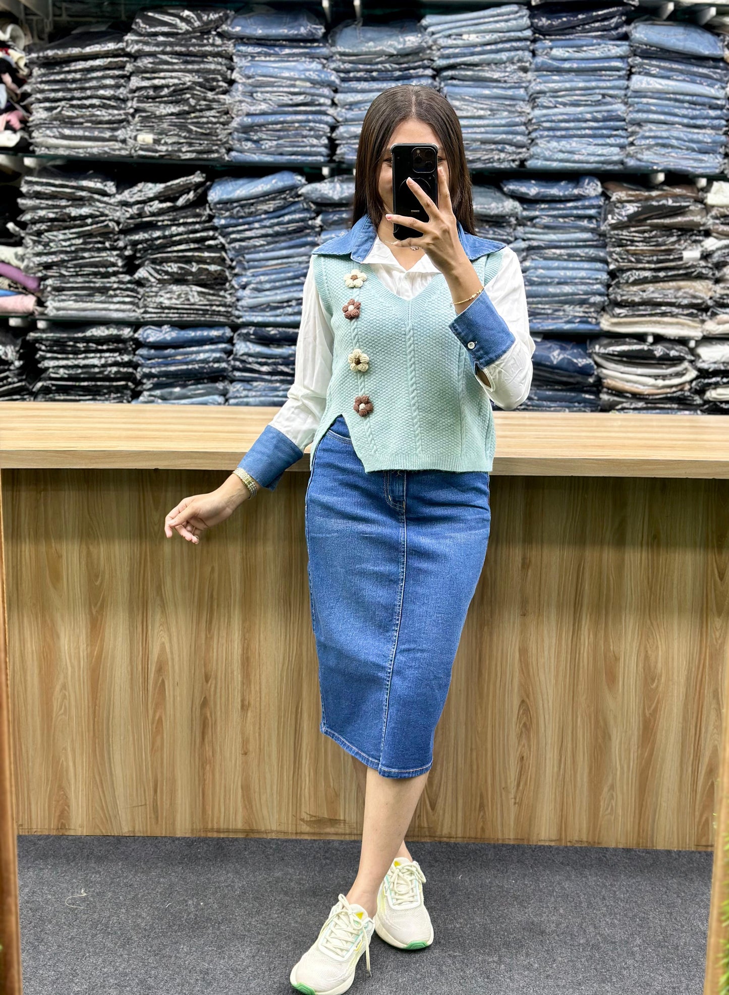 KOREAN SHIRT WITH SKIRT