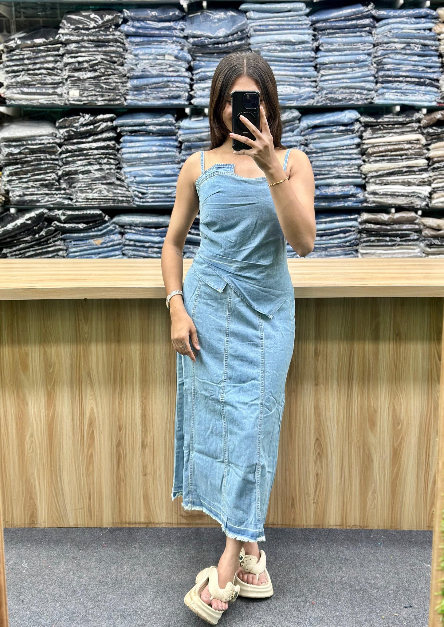 DENIM TOP SKIRT PAIR