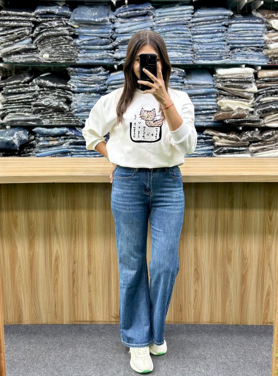 SWEATSHIRT-IMPORTED JEANS PAIR