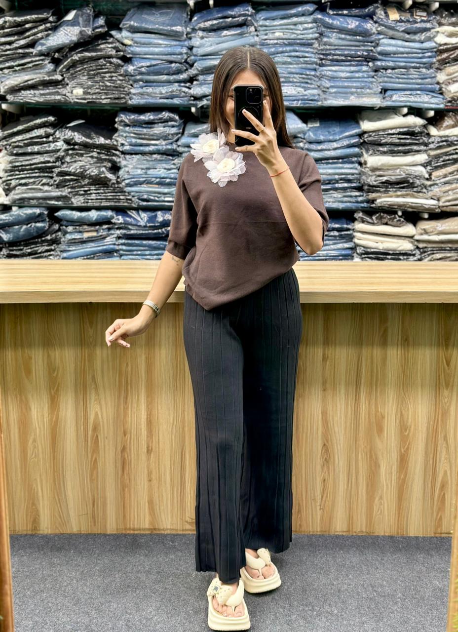 WOOLAN TSHIRT PLAZO PAIR
