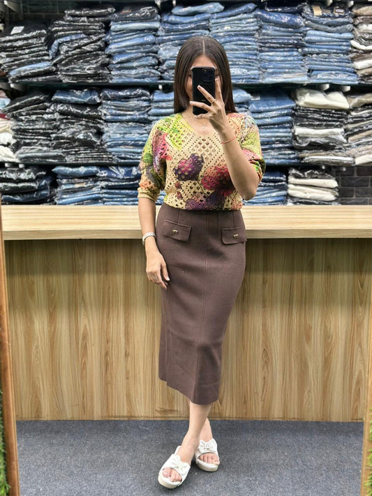 PRINTED TOP-SKIRT PAIR