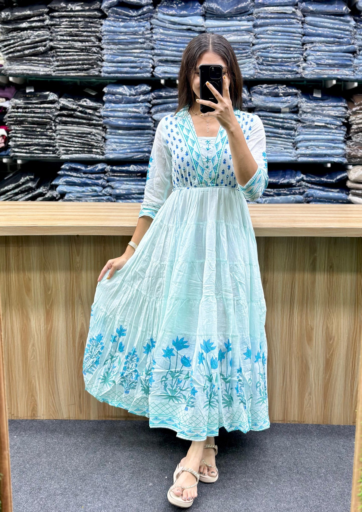 FLORAL PRINTED ANARKALI GOWN - BL192