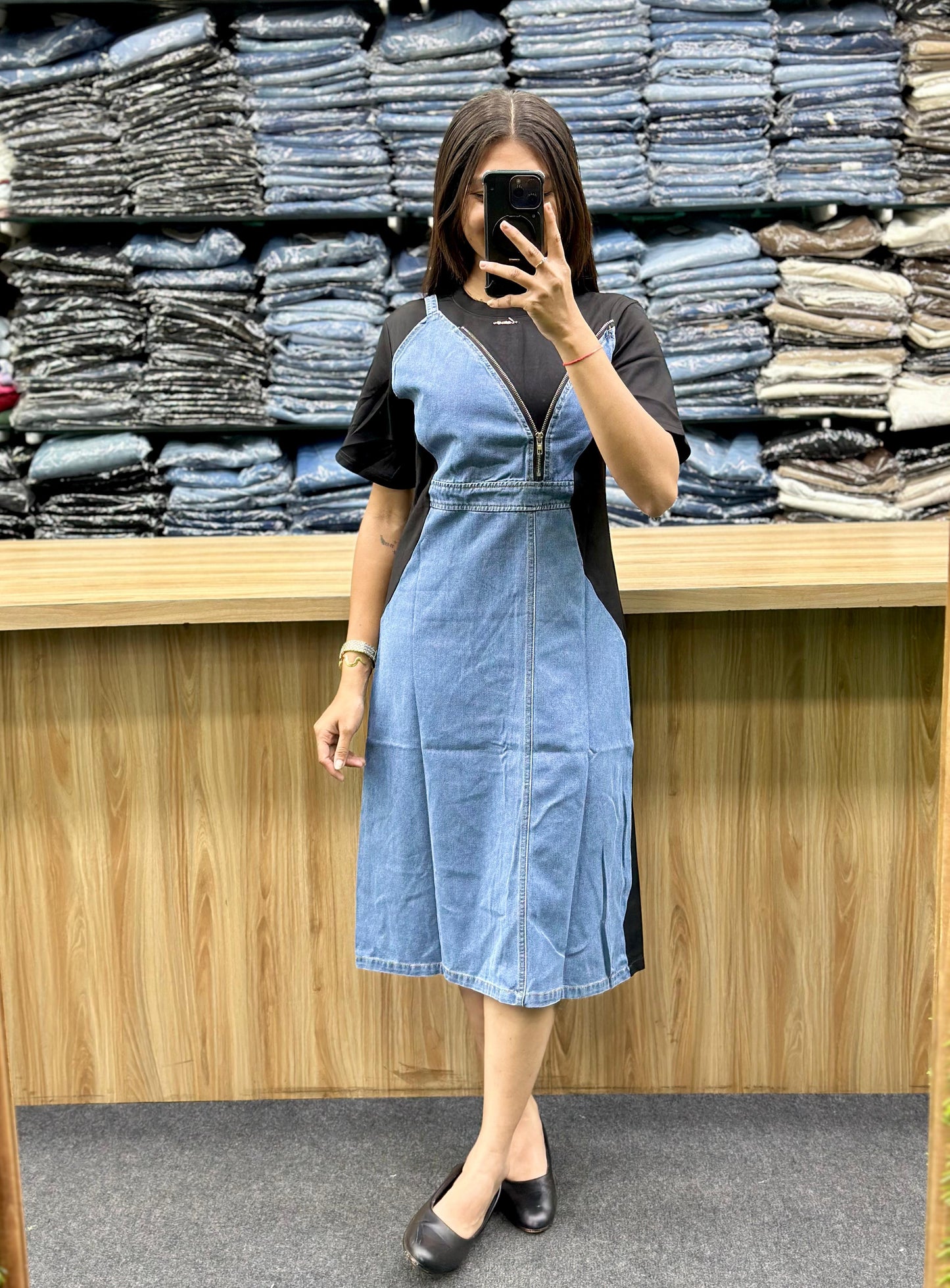 DENIM BODYCON MIDI