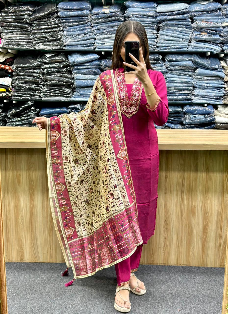 STRAIGHT KURTI PENT DUPATTA PAIR-AM09