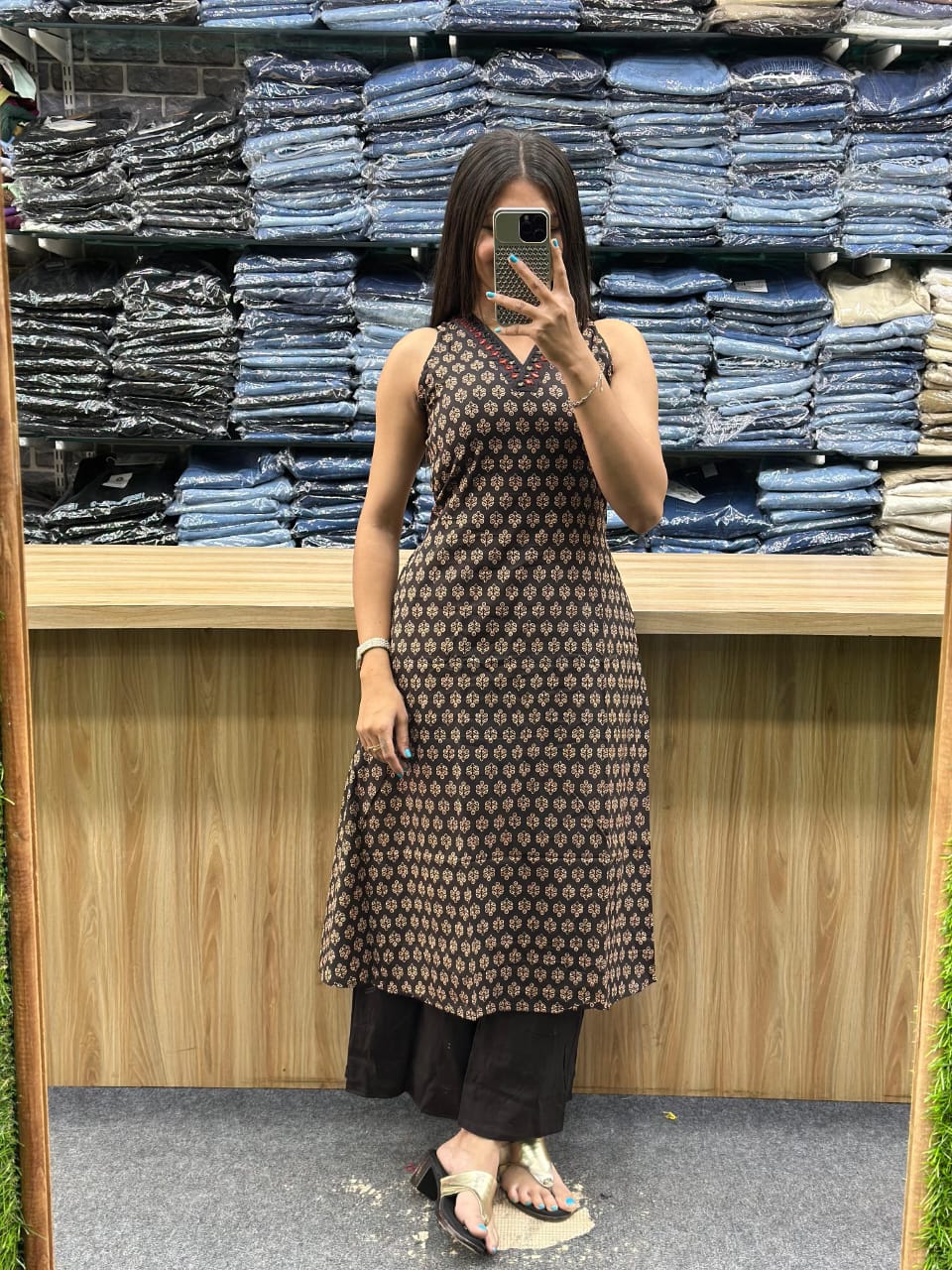 COTTON KURTI PLAZA SET-LY1048