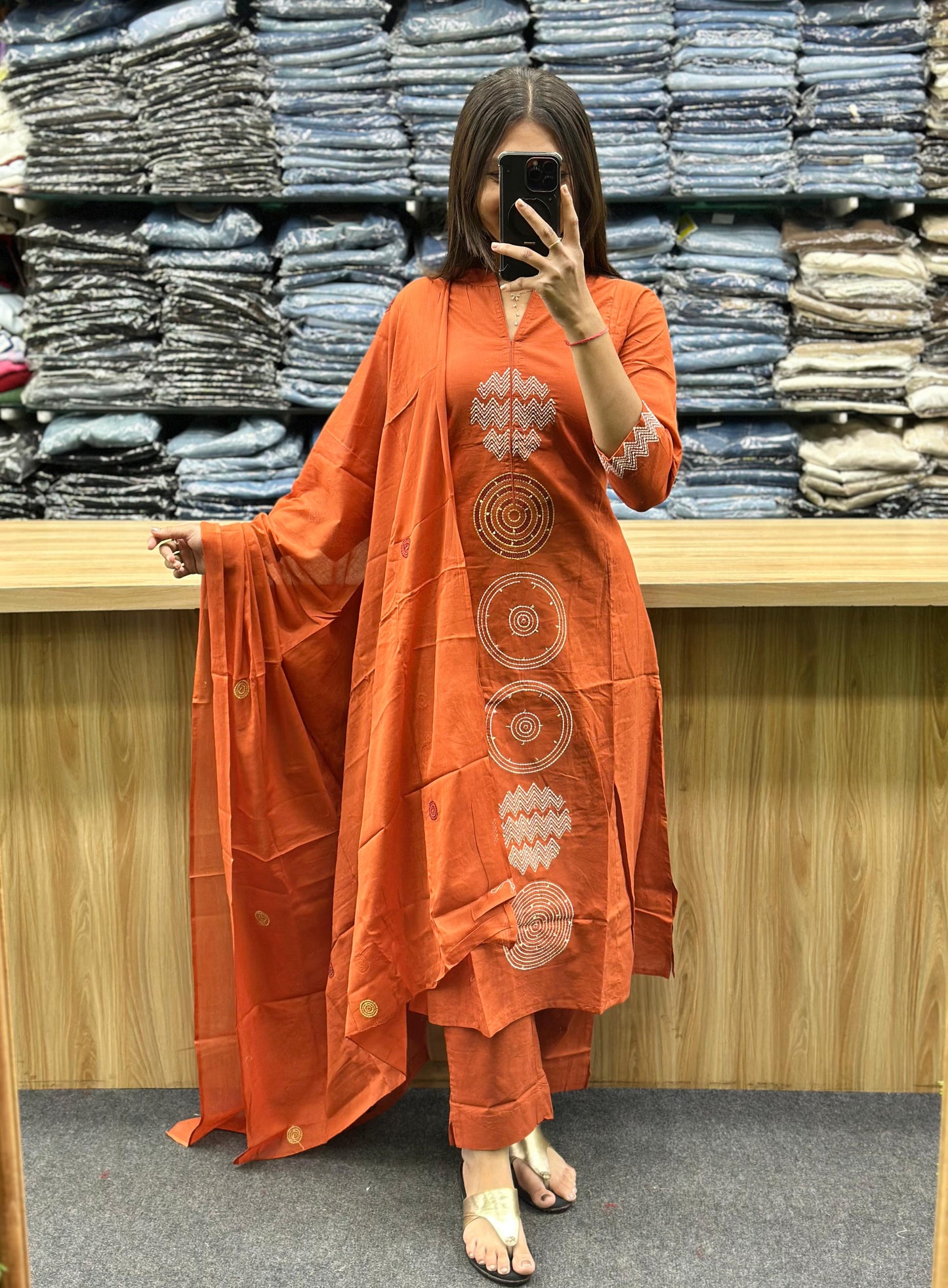 COTTON A-LINE KURTI DUPATTA PAIR-MT4012
