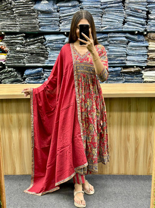 ANARKALI COTTON DUPATTA SET-SD138