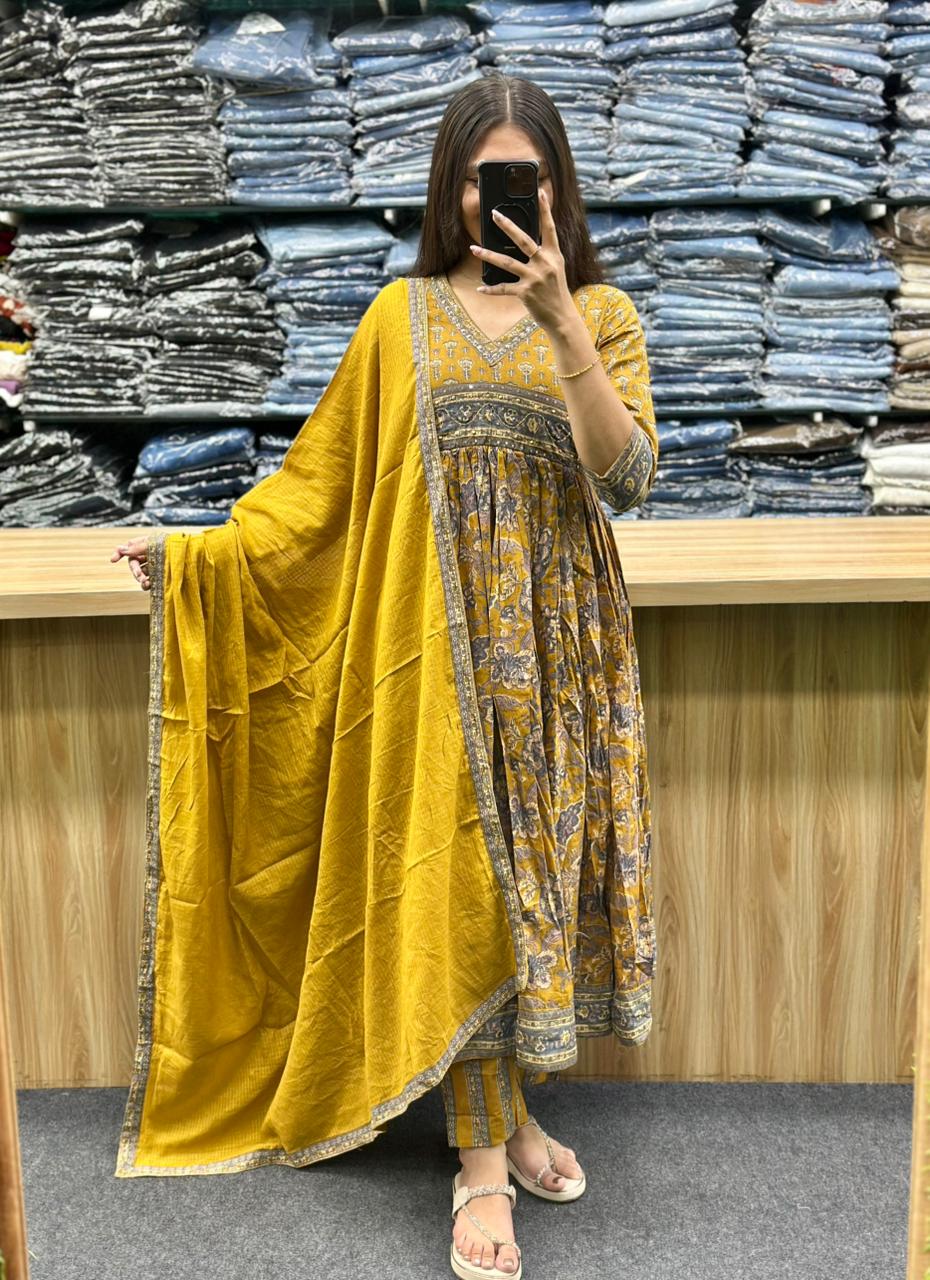 ANARKALI COTTON DUPATTA SET-SD138