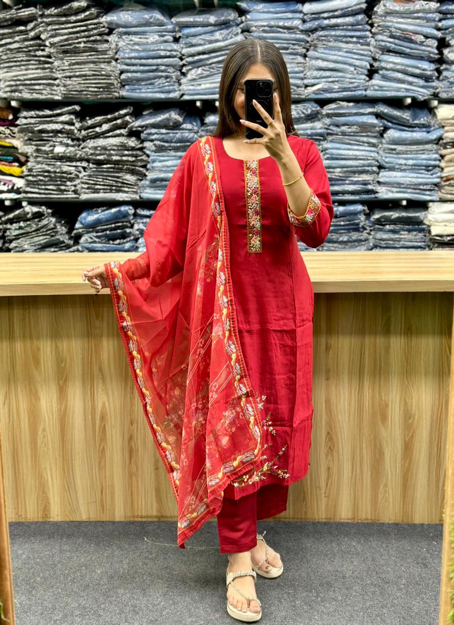 STRAIGHT KURTI PENT DUPATTA PAIR-SS04