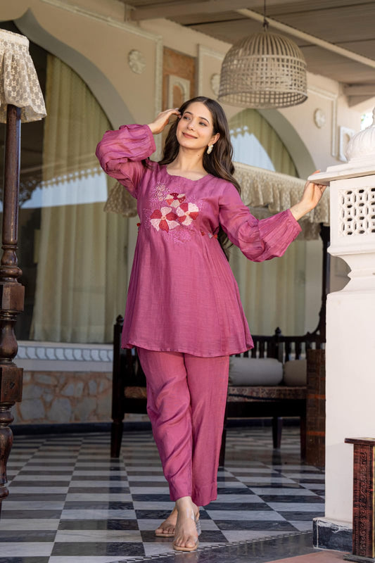 MUL CHANDERI CO-ORD SET-YD77512