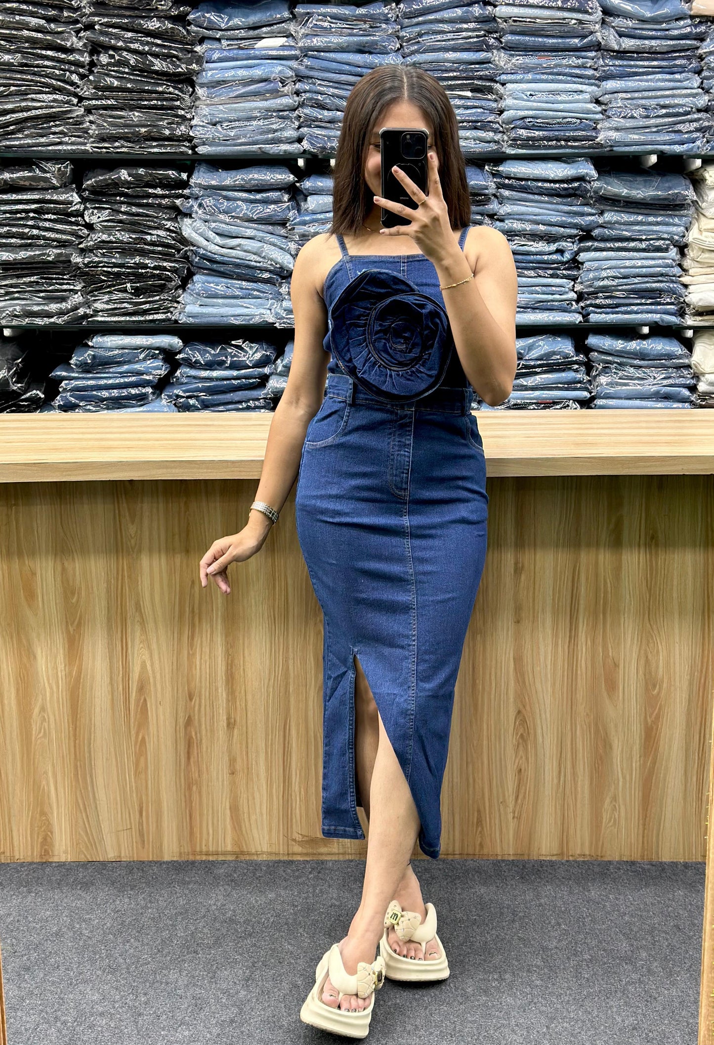 DENIM FLOWER SKIRT-PAIR