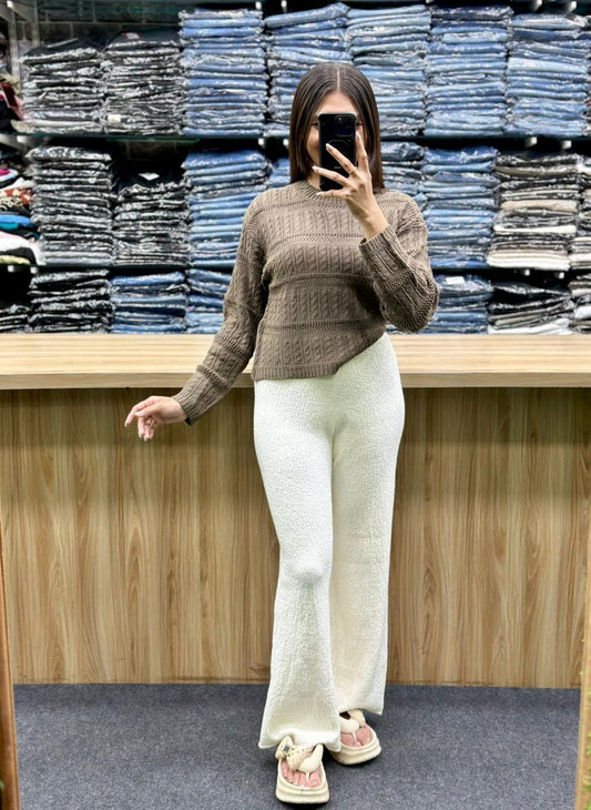 KNITTED TSHIRT-WOLLEN PLAZO