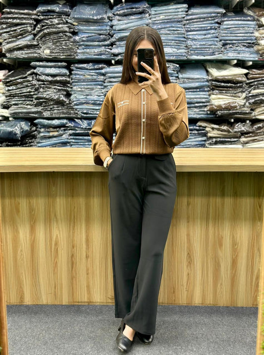 KNITTED TOP-TROUSER PAIR
