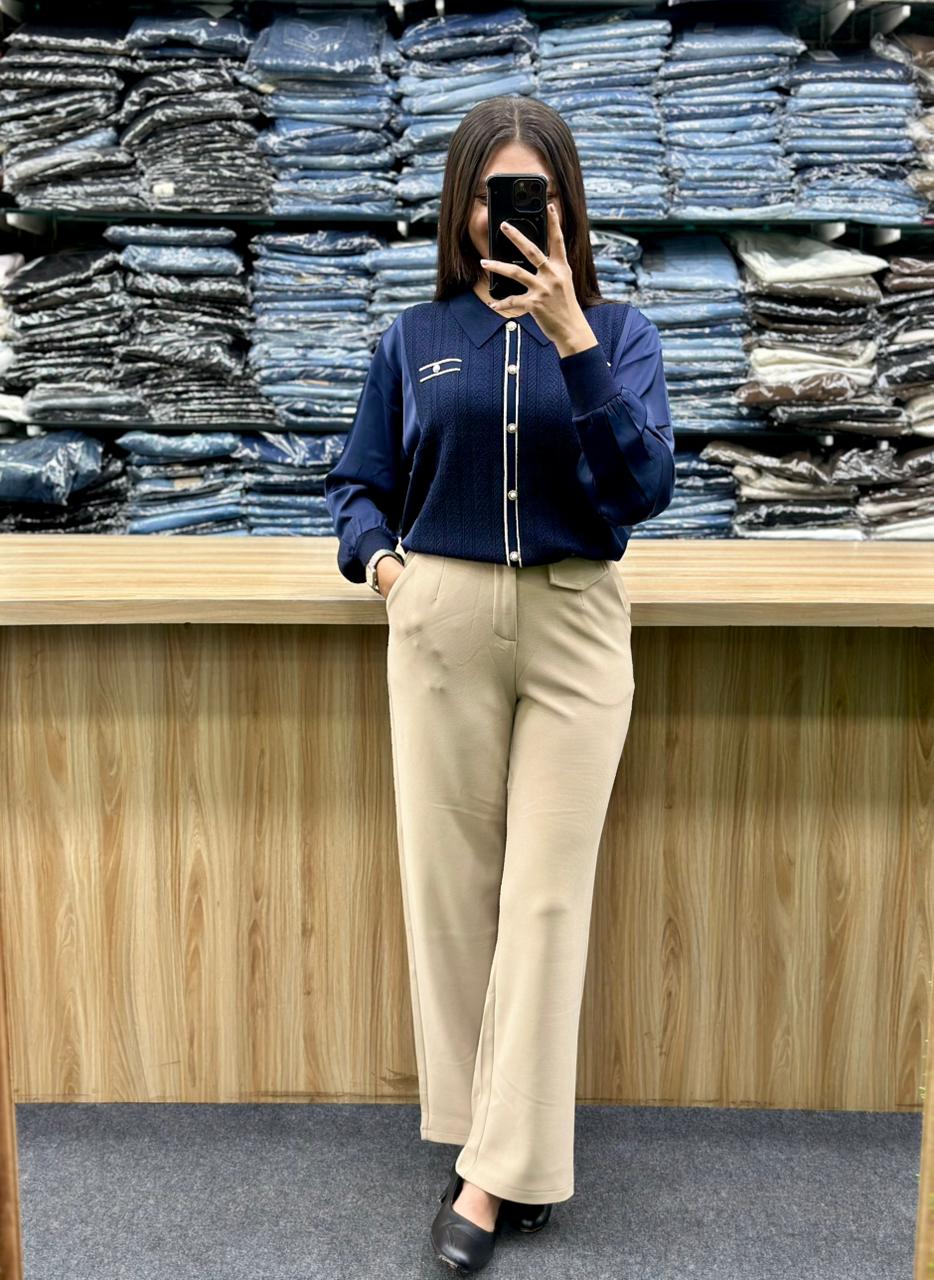 KNITTED TOP-TROUSER PAIR