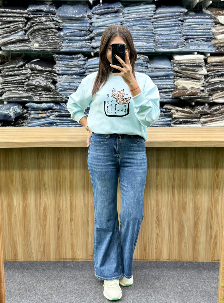 SWEATSHIRT-IMPORTED JEANS PAIR