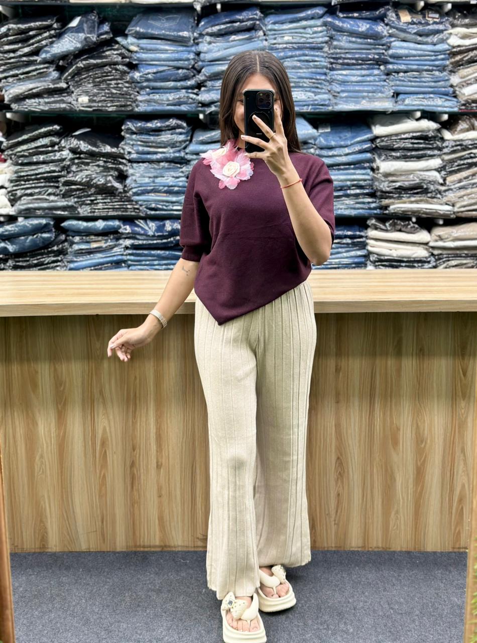 WOOLAN TSHIRT PLAZO PAIR