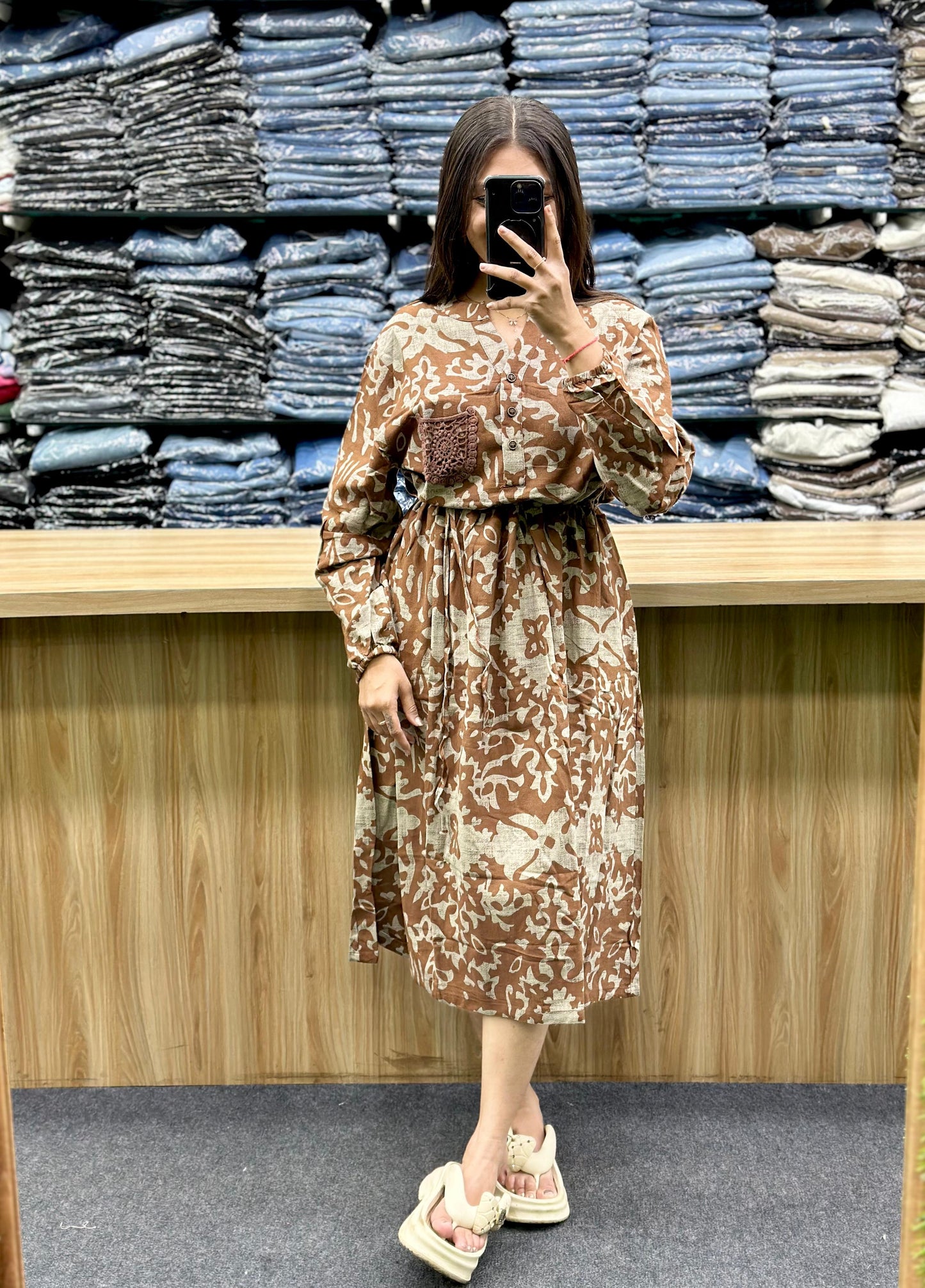 PRINTED COTTON MIDI