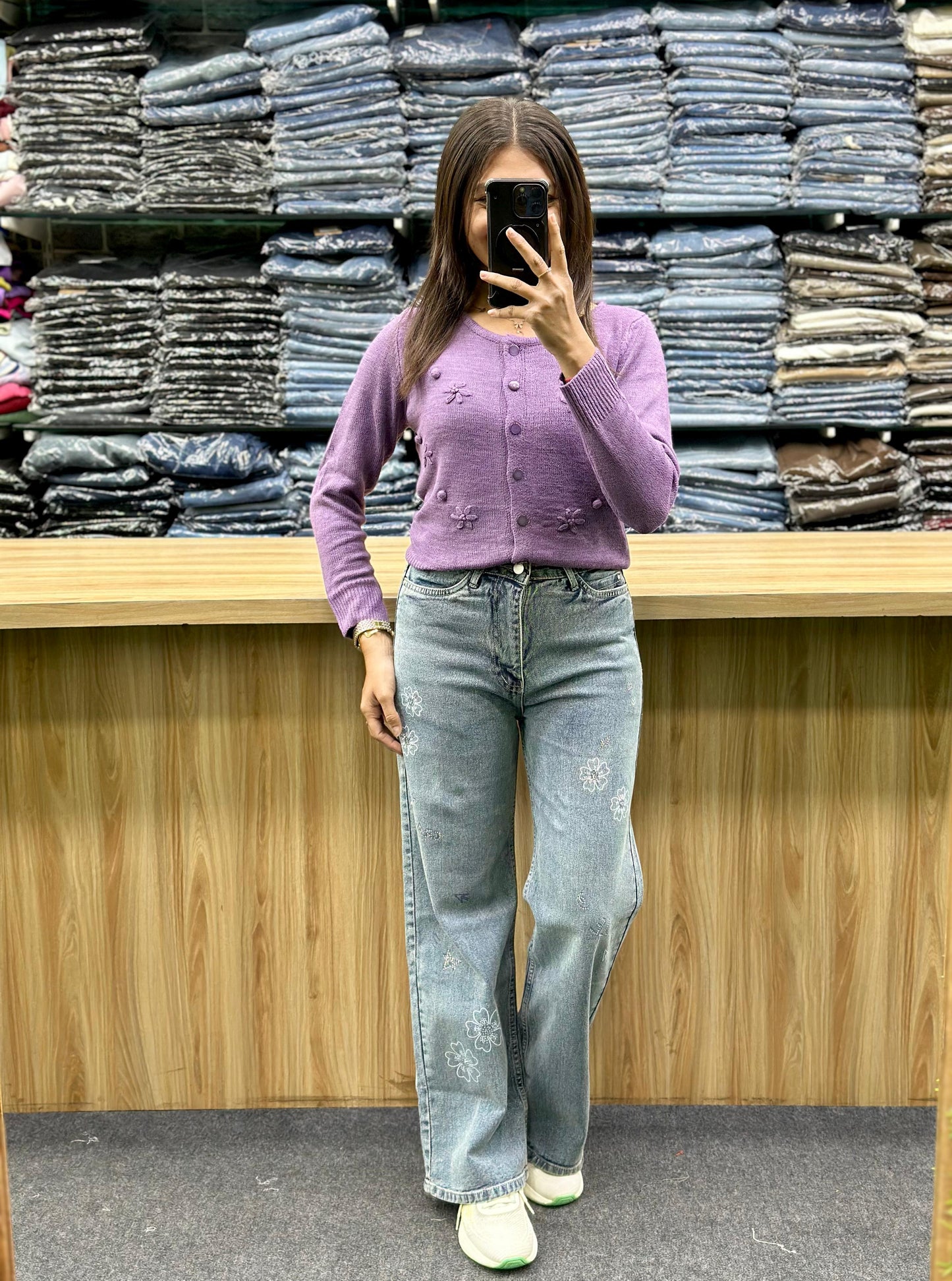 WOOLAN TOP-JEANS PAIR