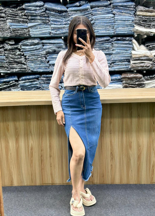 DENIM SKIRT-SD10954STONE