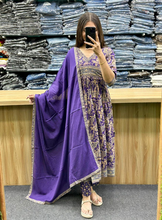 ANARKALI COTTON DUPATTA SET-SD138
